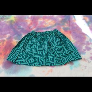 Green and blue skirt